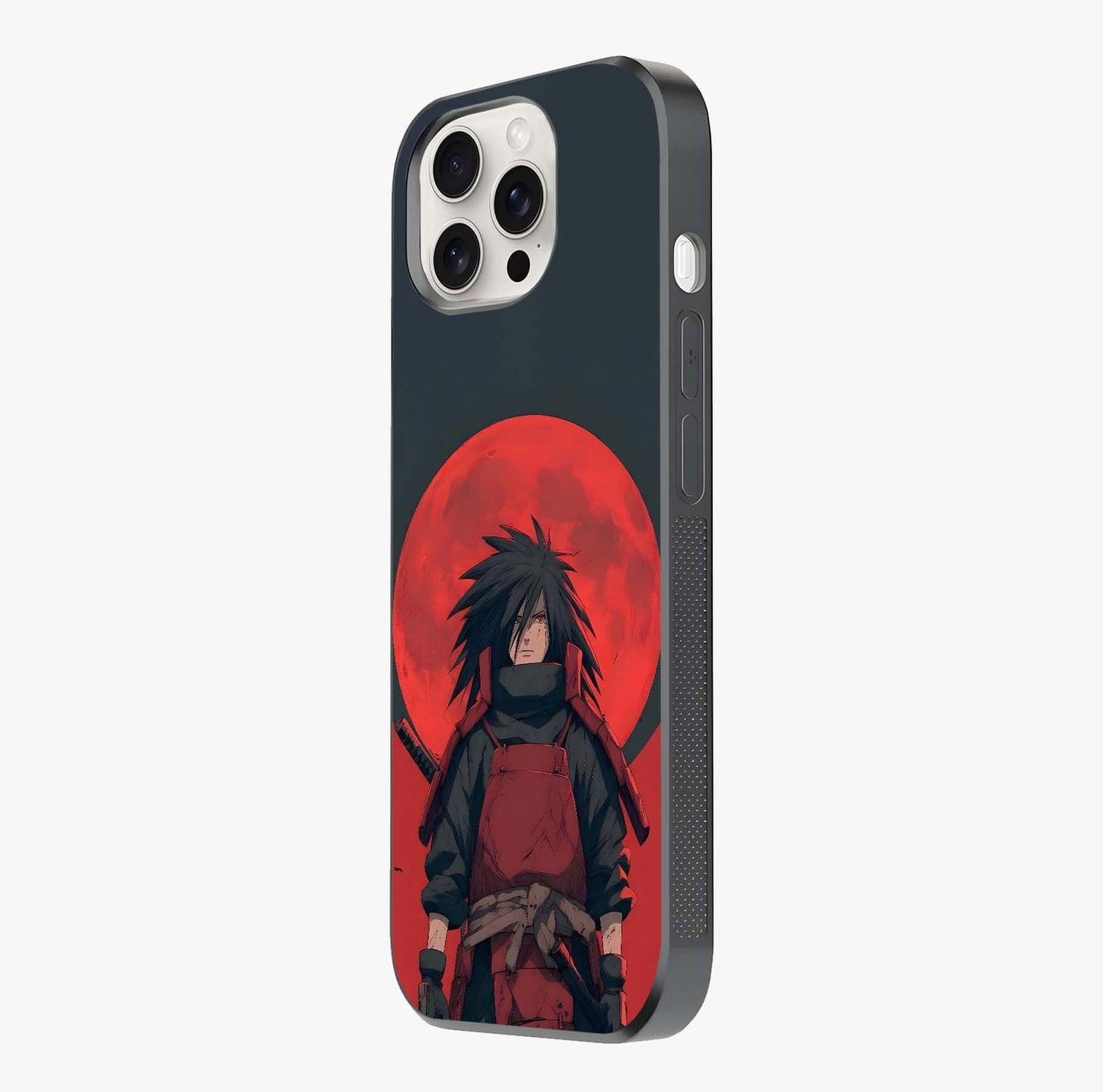 Crimson Moon Warlord Glass Case photographed in natural light showing reflective finish and design depth.