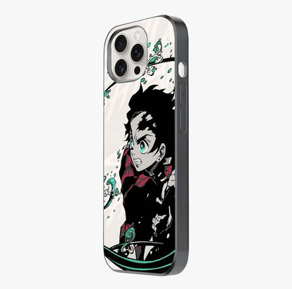 Demon Slayer Glass Case photographed in natural light showing reflective finish and design depth.