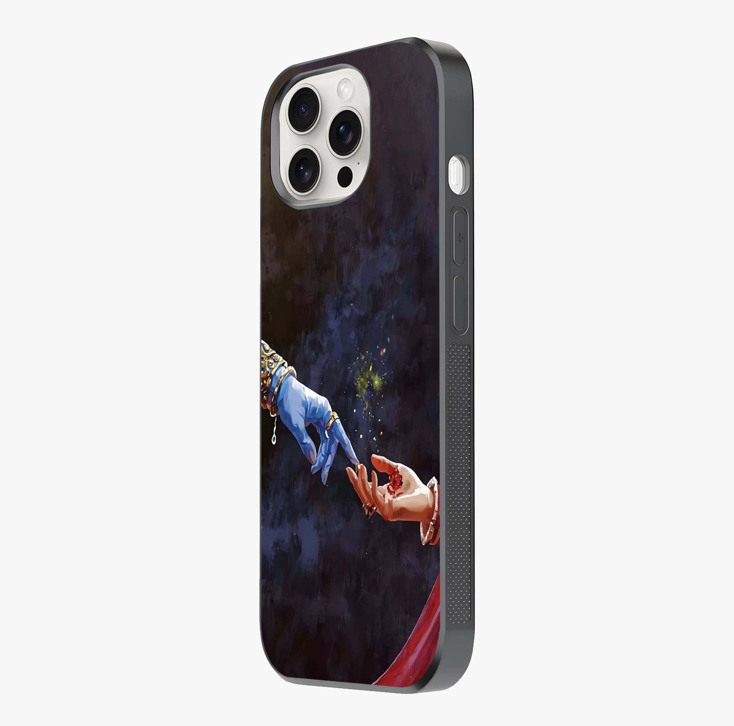 Divine Touch Eternal Glass Case photographed in natural light showing reflective finish and design depth.