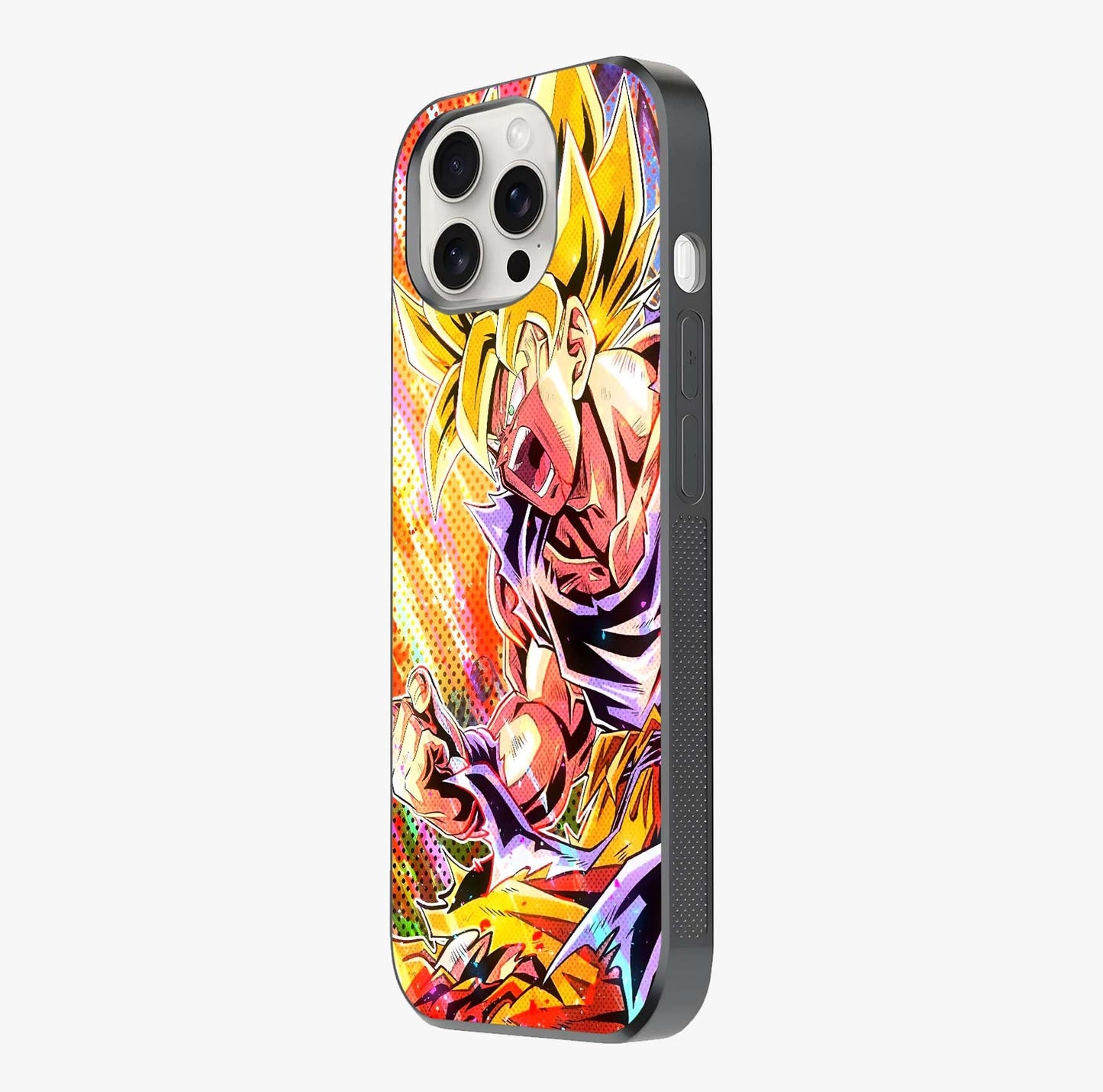 Firing Goku Glass Case photographed in natural light showing reflective finish and design depth.