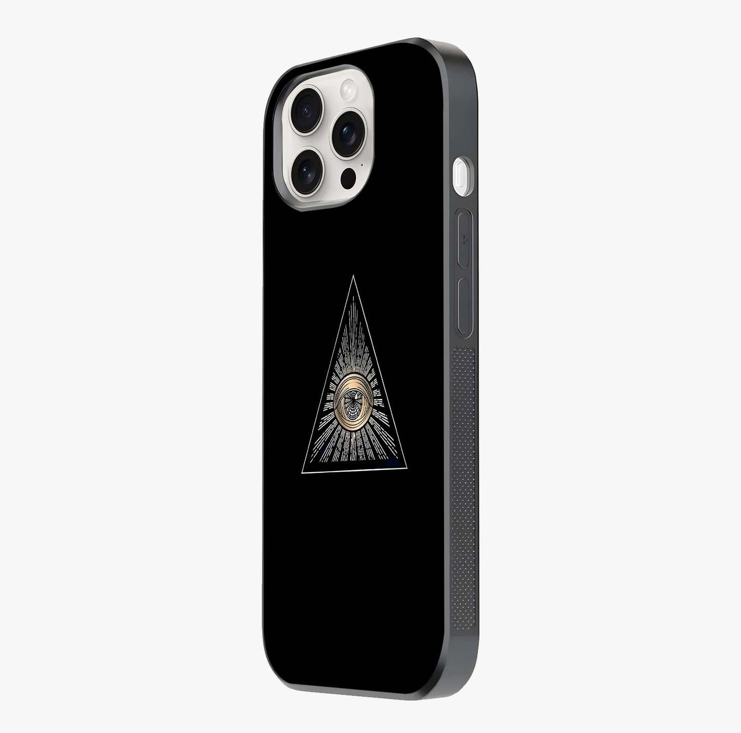 Illuminati Evil Glass Case photographed in natural light showing reflective finish and design depth.