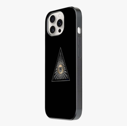 Illuminati Evil Glass Case photographed in natural light showing reflective finish and design depth.