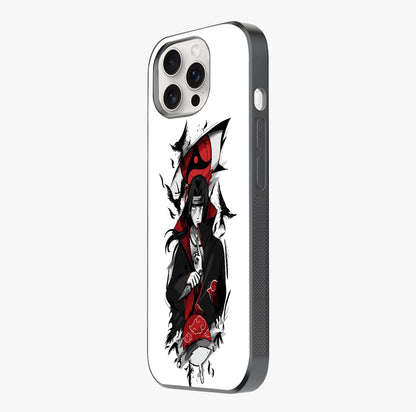 Itachi Sharingan Glass Case photographed in natural light showing reflective finish and design depth.