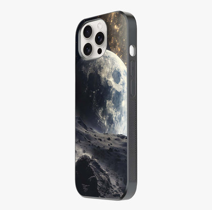 Lunar Horizon Glow Glass Case photographed in natural light showing reflective finish and design depth.