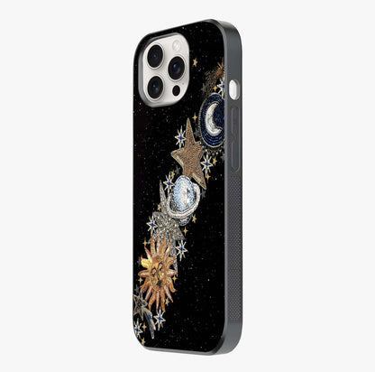 Pearls Universe Object Glass Case photographed in natural light showing reflective finish and design depth.