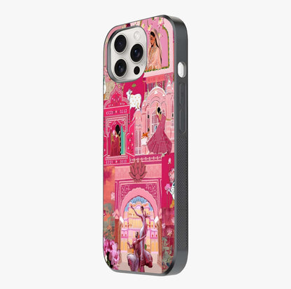 Pink Palace Muse Glass Case photographed in natural light showing reflective finish and design depth.