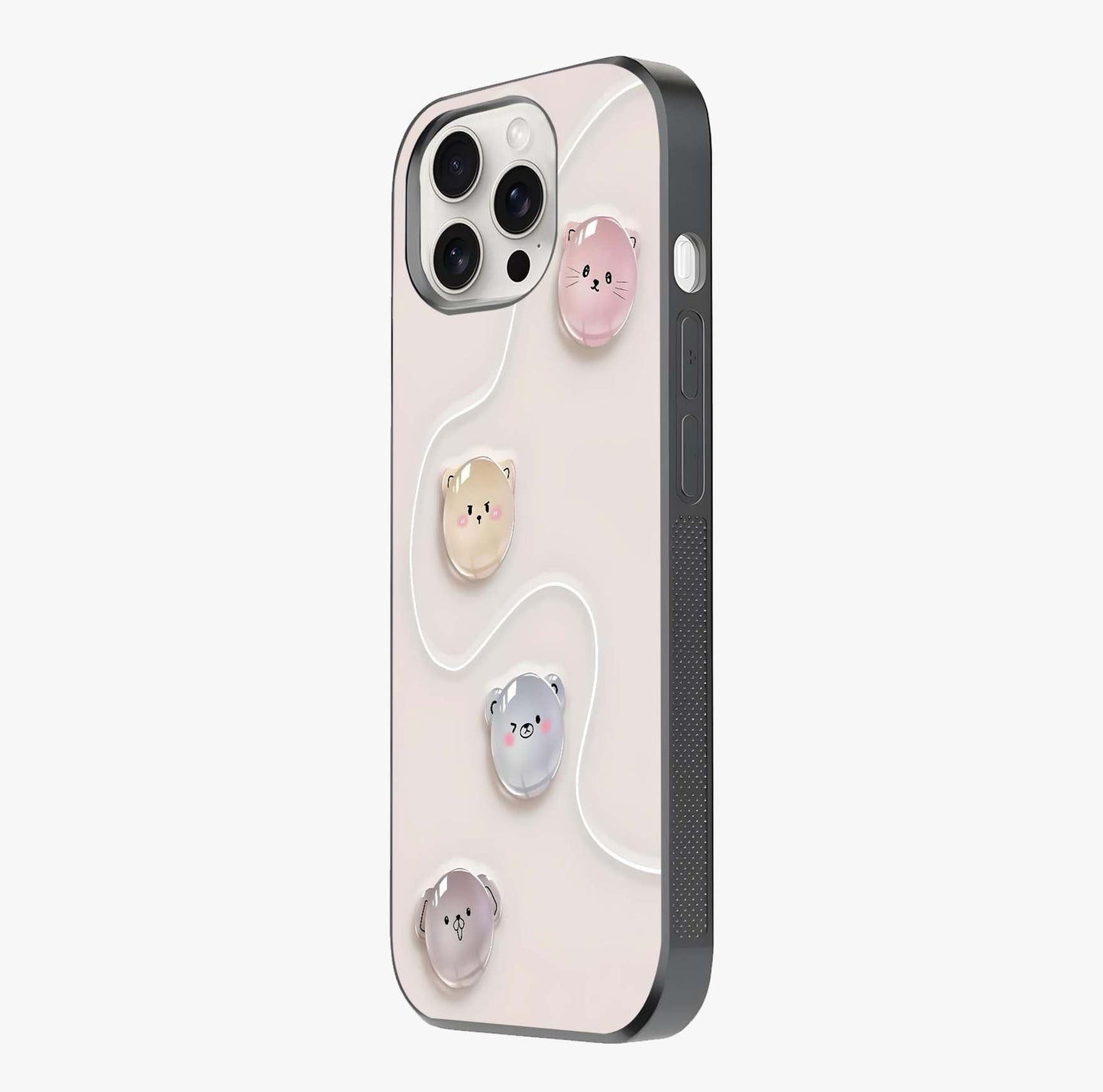 Puffy Face Parade Glass Case photographed in natural light showing reflective finish and design depth.