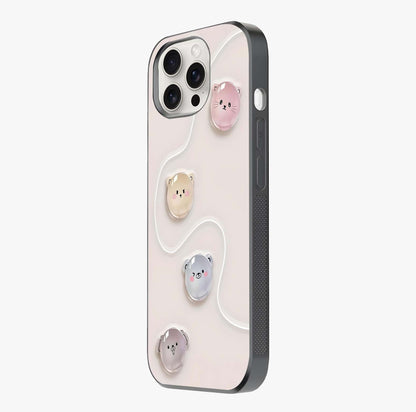 Puffy Face Parade Glass Case photographed in natural light showing reflective finish and design depth.