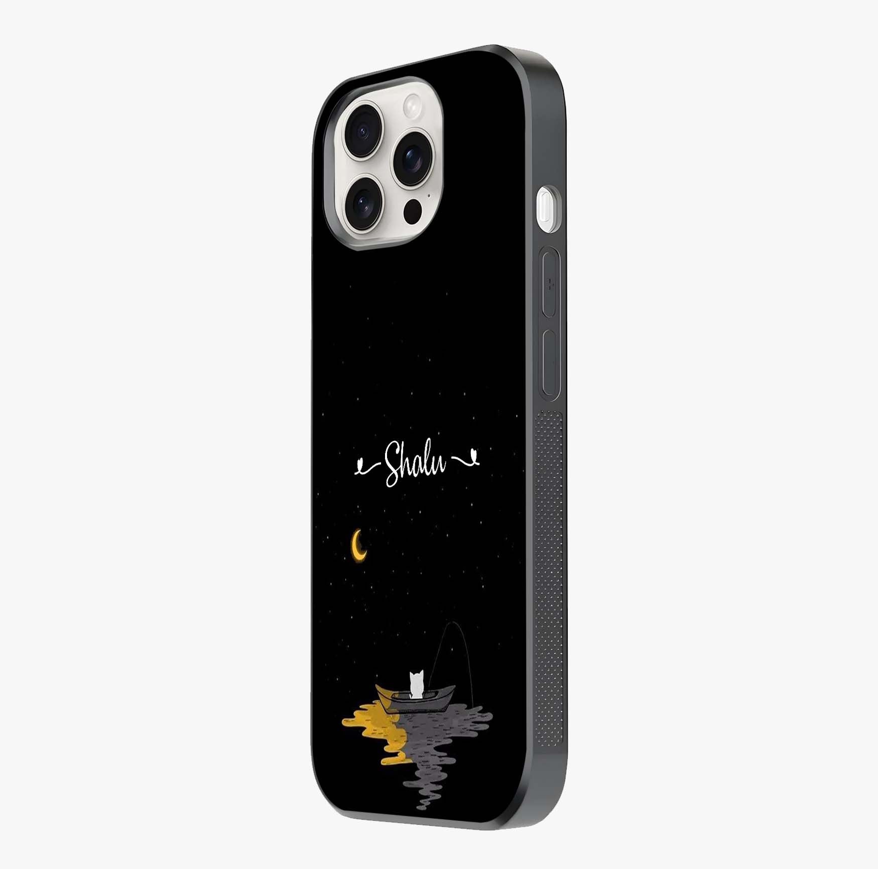 Silent Night Row Glass Case photographed in natural light showing reflective finish and design depth.