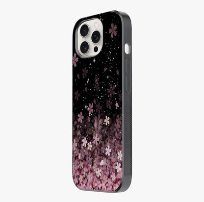 Small Starry Flowers Glass Case photographed in natural light showing reflective finish and design depth.