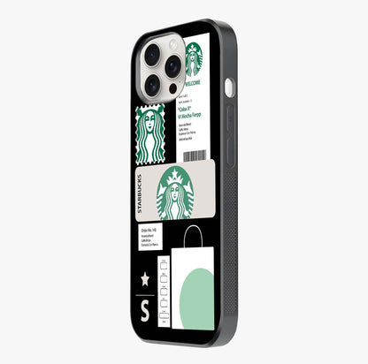 Starbucks Mocha Glass Case photographed in natural light showing reflective finish and design depth.