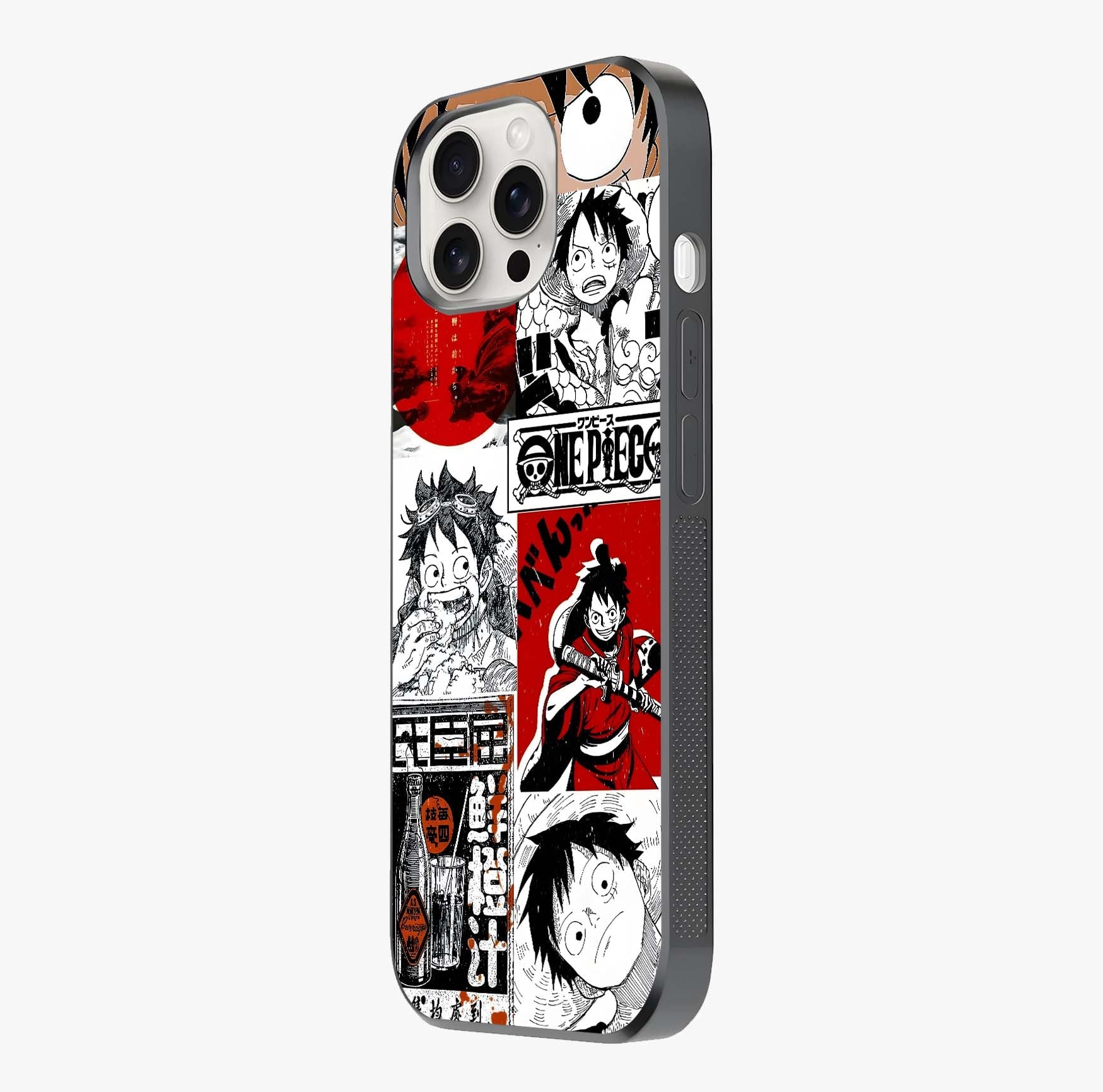 Strawhat Chaos Panels Glass Case photographed in natural light showing reflective finish and design depth.