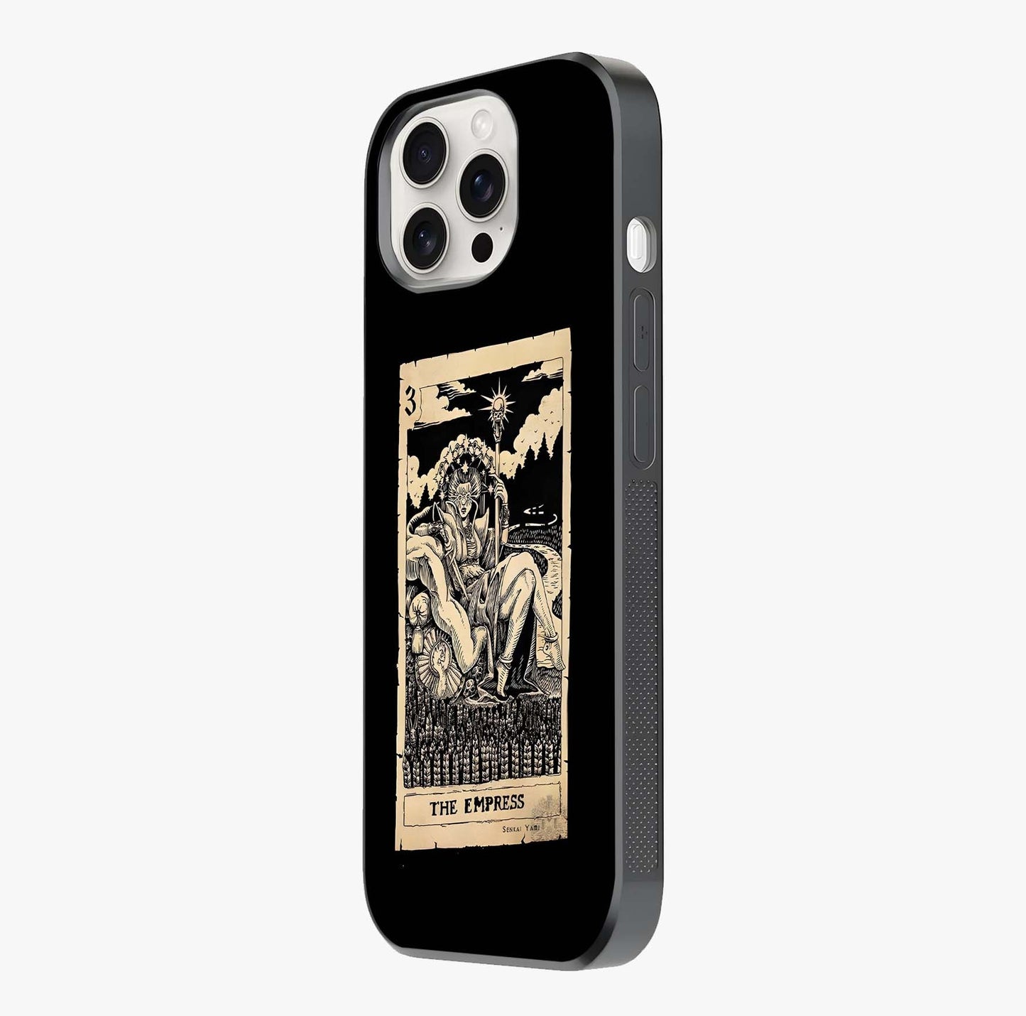 The Empress Glass Case photographed in natural light showing reflective finish and design depth.