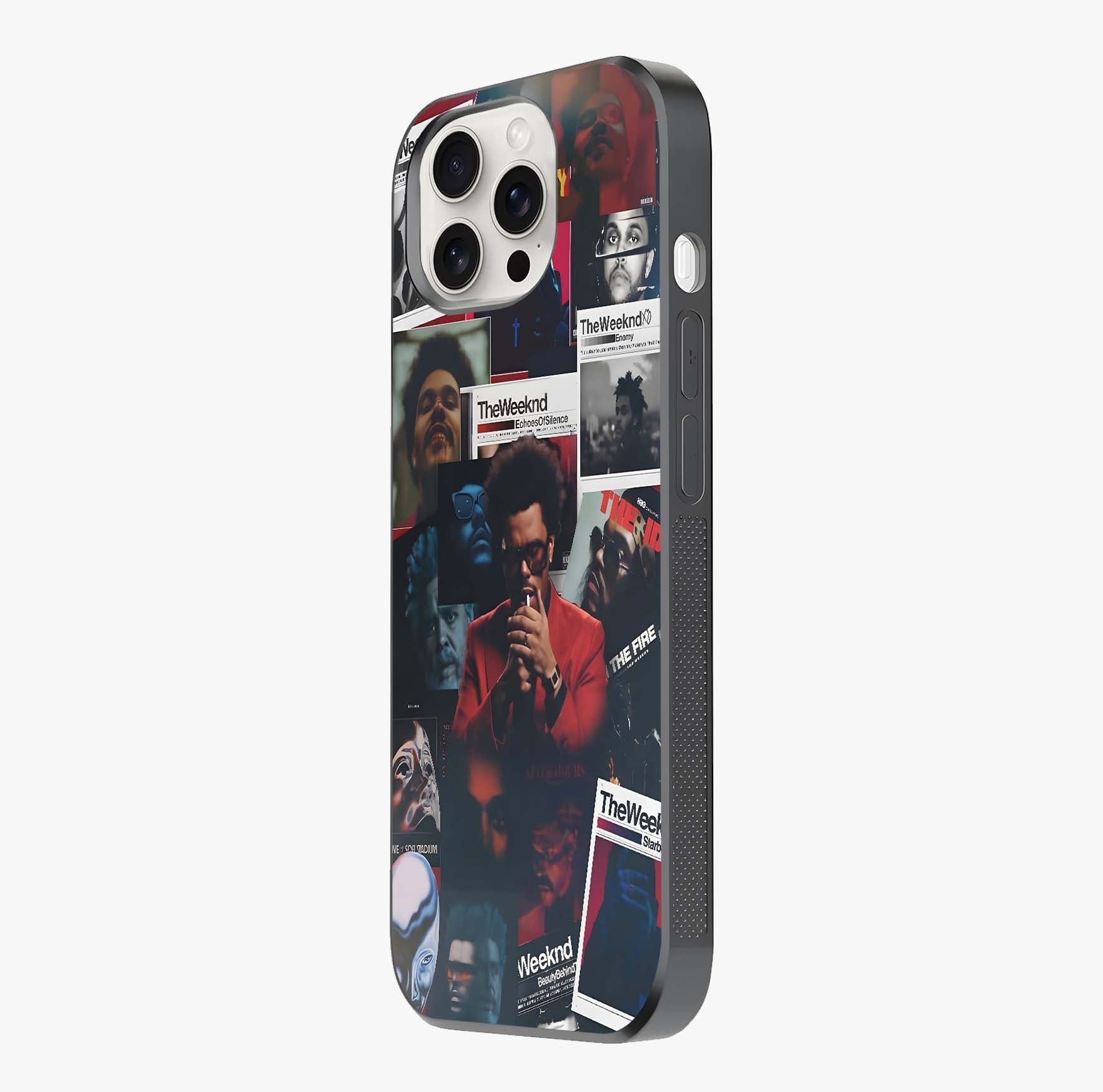 The Weeknd Glass Case photographed in natural light showing reflective finish and design depth.