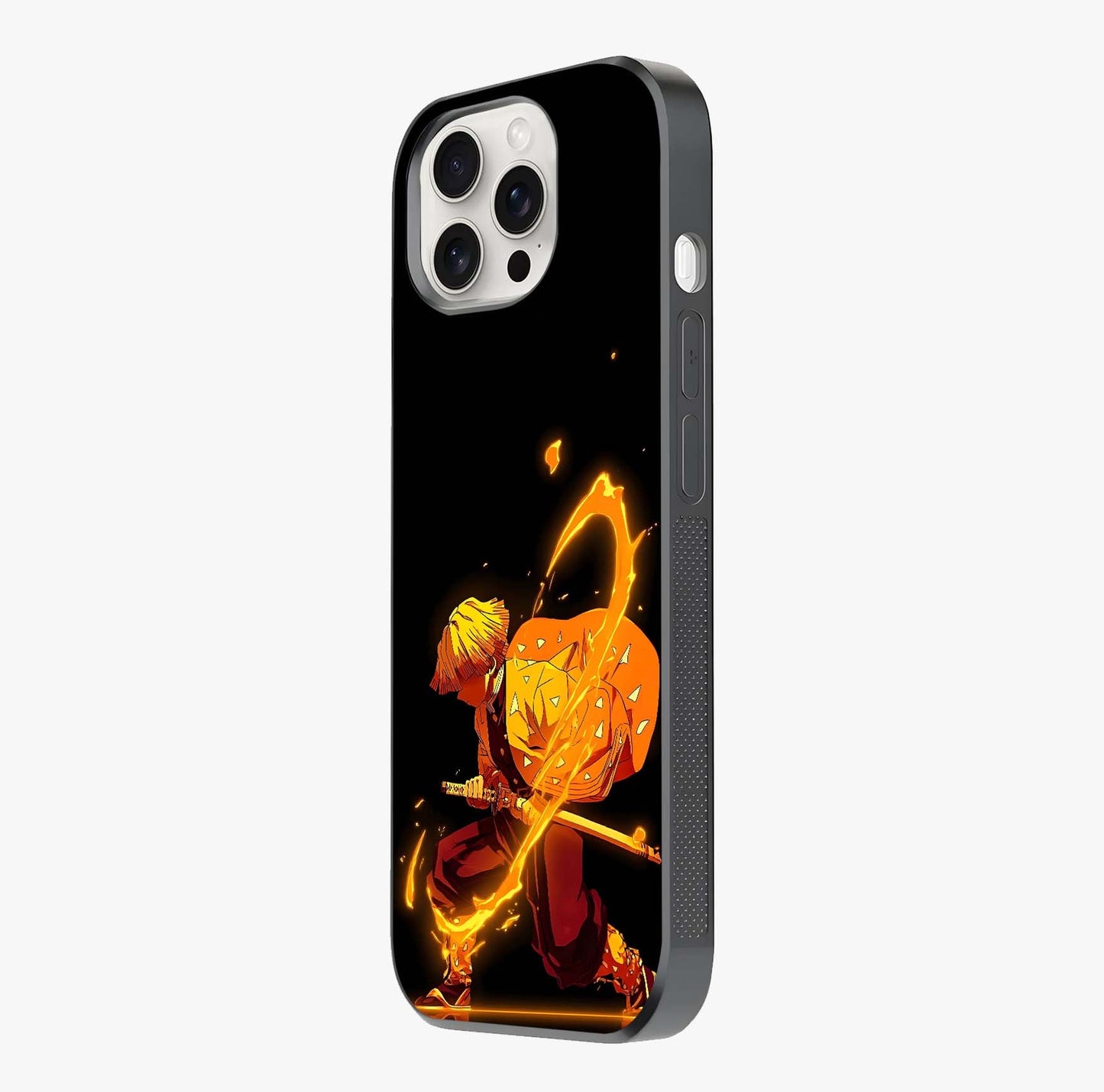 Thunder Flame Execution Glass Case photographed in natural light showing reflective finish and design depth.