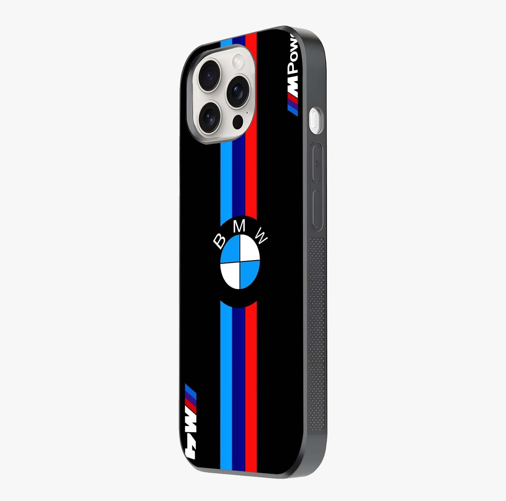 Turbo Bmw Beast Glass Case photographed in natural light showing reflective finish and design depth.