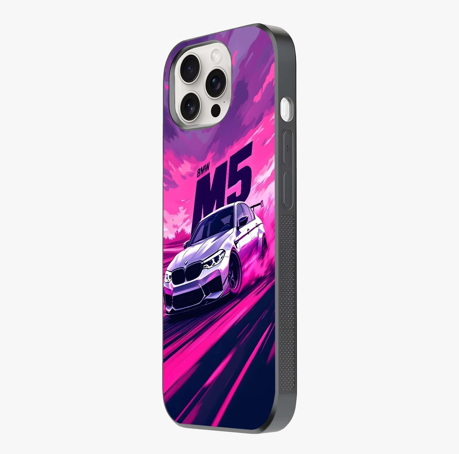Velocity Drift Pulse Glass Case photographed in natural light showing reflective finish and design depth.