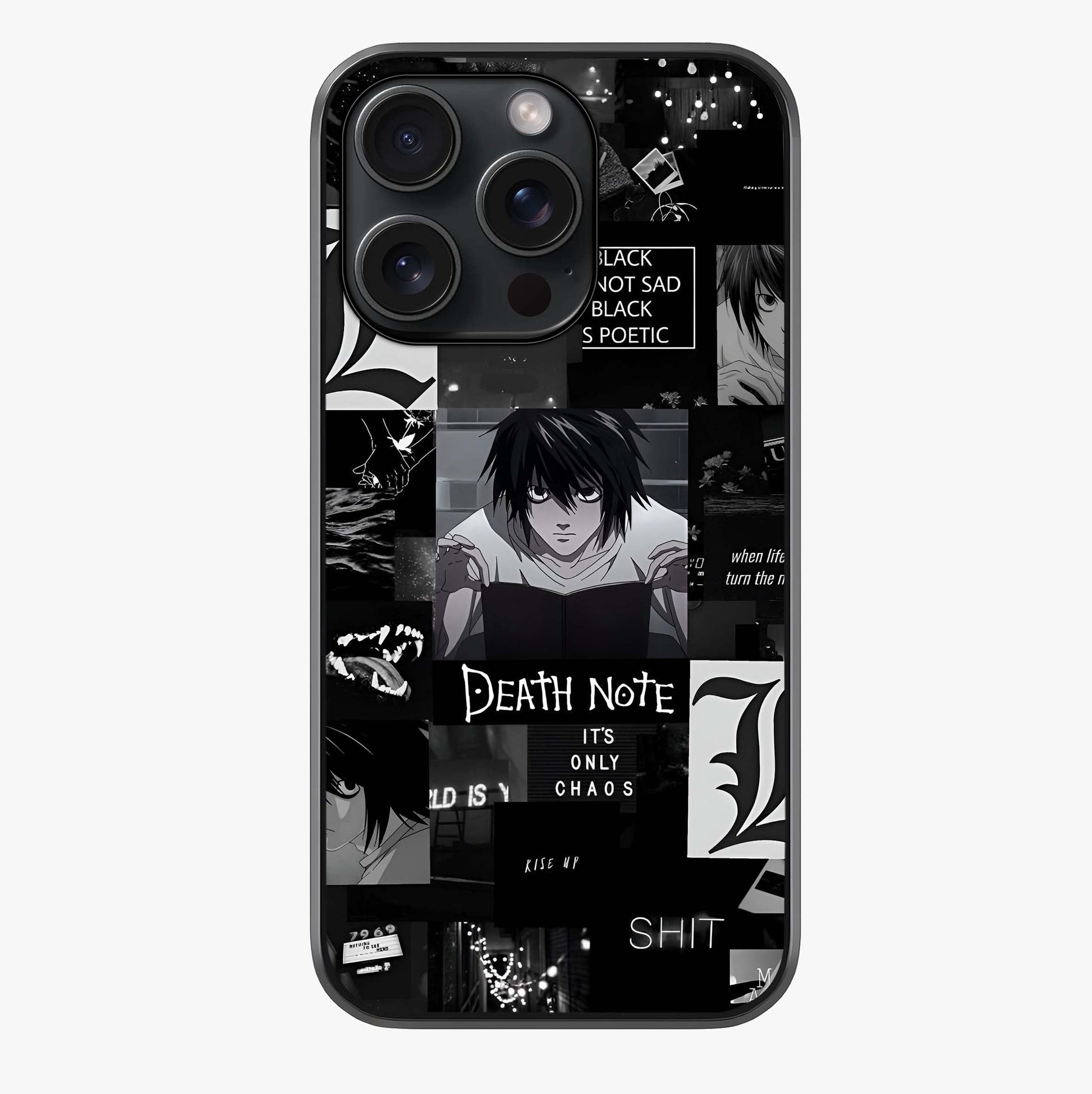 Midnight Chaos Mind Glass Case showing full back design in clean flat view with glossy glass finish.