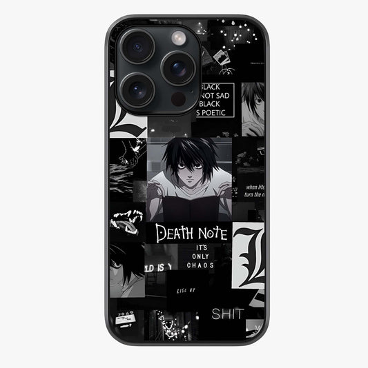 Midnight Chaos Mind Glass Case showing full back design in clean flat view with glossy glass finish.