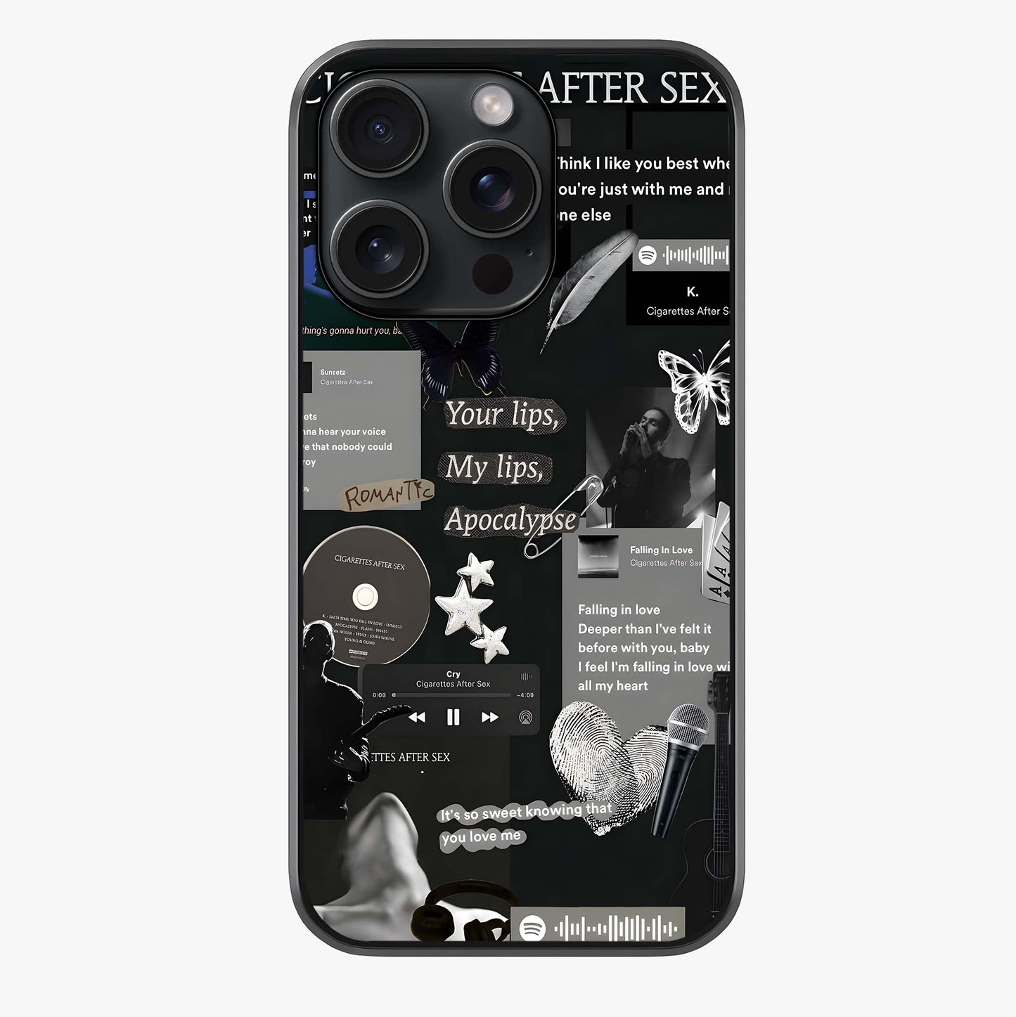 Midnight Love Echo Glass Case showing full back design in clean flat view with glossy glass finish.