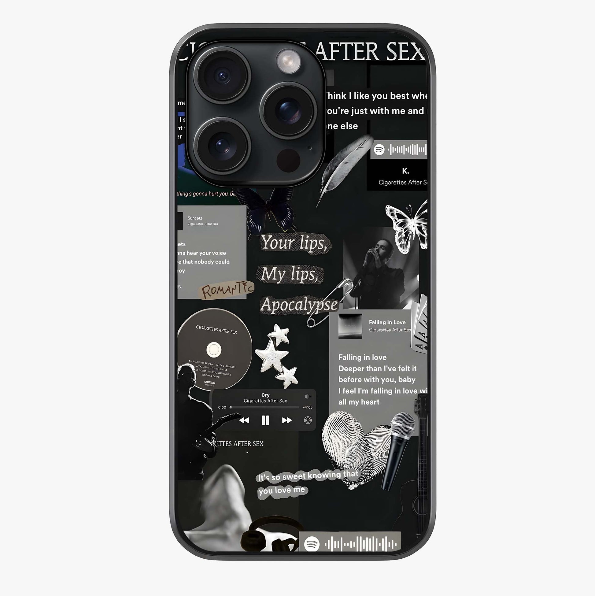 Midnight Love Echo Glass Case showing full back design in clean flat view with glossy glass finish.