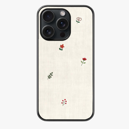 Minimal Petal Whispers Glass Case showing full back design in clean flat view with glossy glass finish.