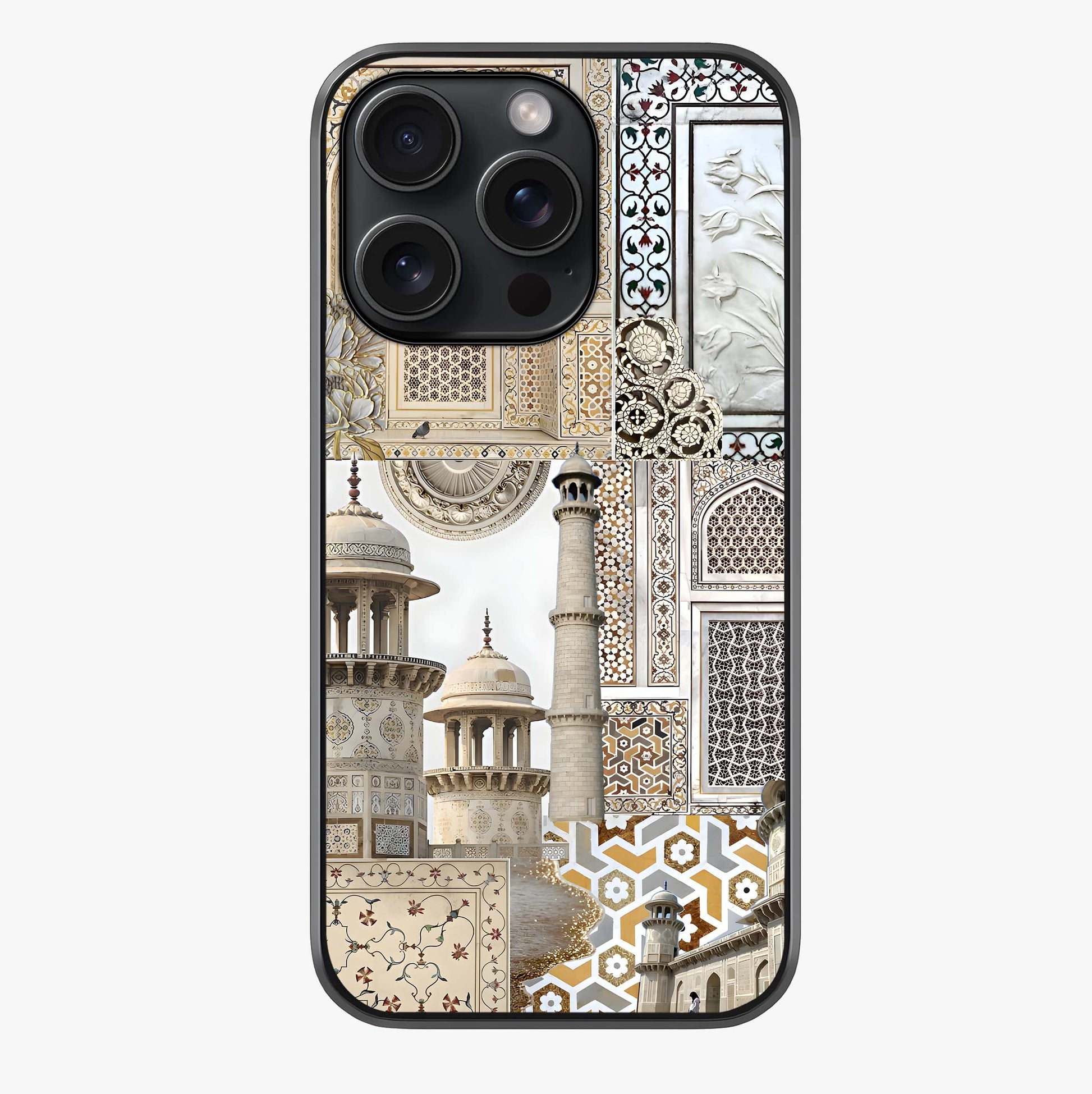Mughal Marble Legacy Glass Case showing full back design in clean flat view with glossy glass finish.