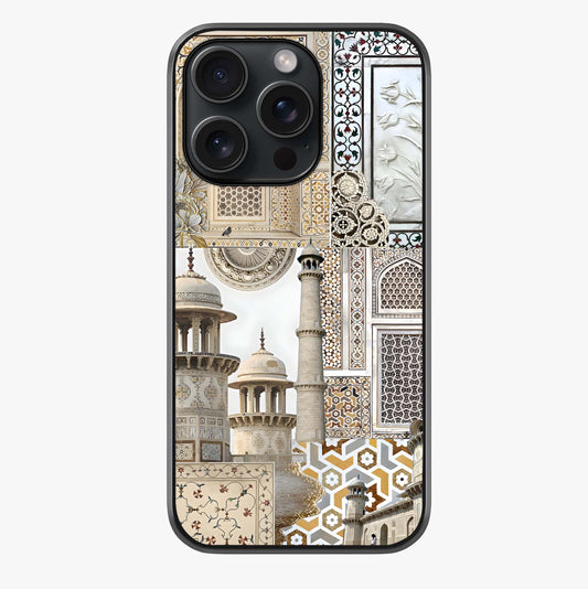 Mughal Marble Legacy Glass Case showing full back design in clean flat view with glossy glass finish.
