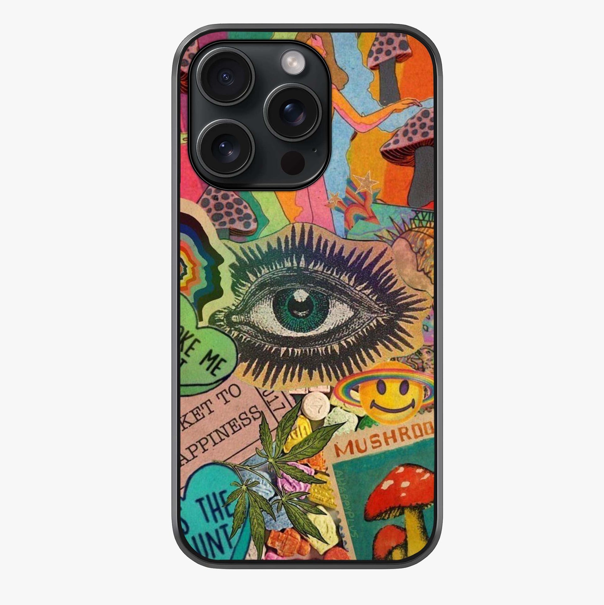 Mystic Eye Wonderland Glass Case showing full back design in clean flat view with glossy glass finish.
