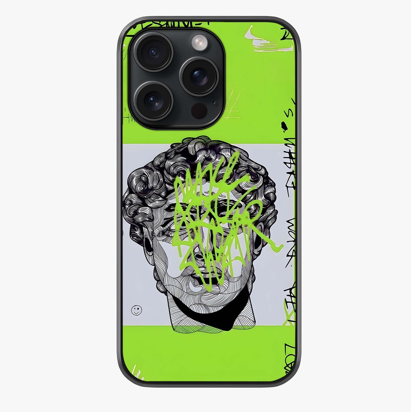 Neo Graffiti Rebellion Glass Case showing full back design in clean flat view with glossy glass finish.