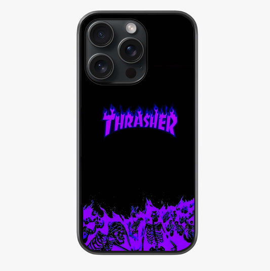 Neon Flame Riot Glass Case showing full back design in clean flat view with glossy glass finish.
