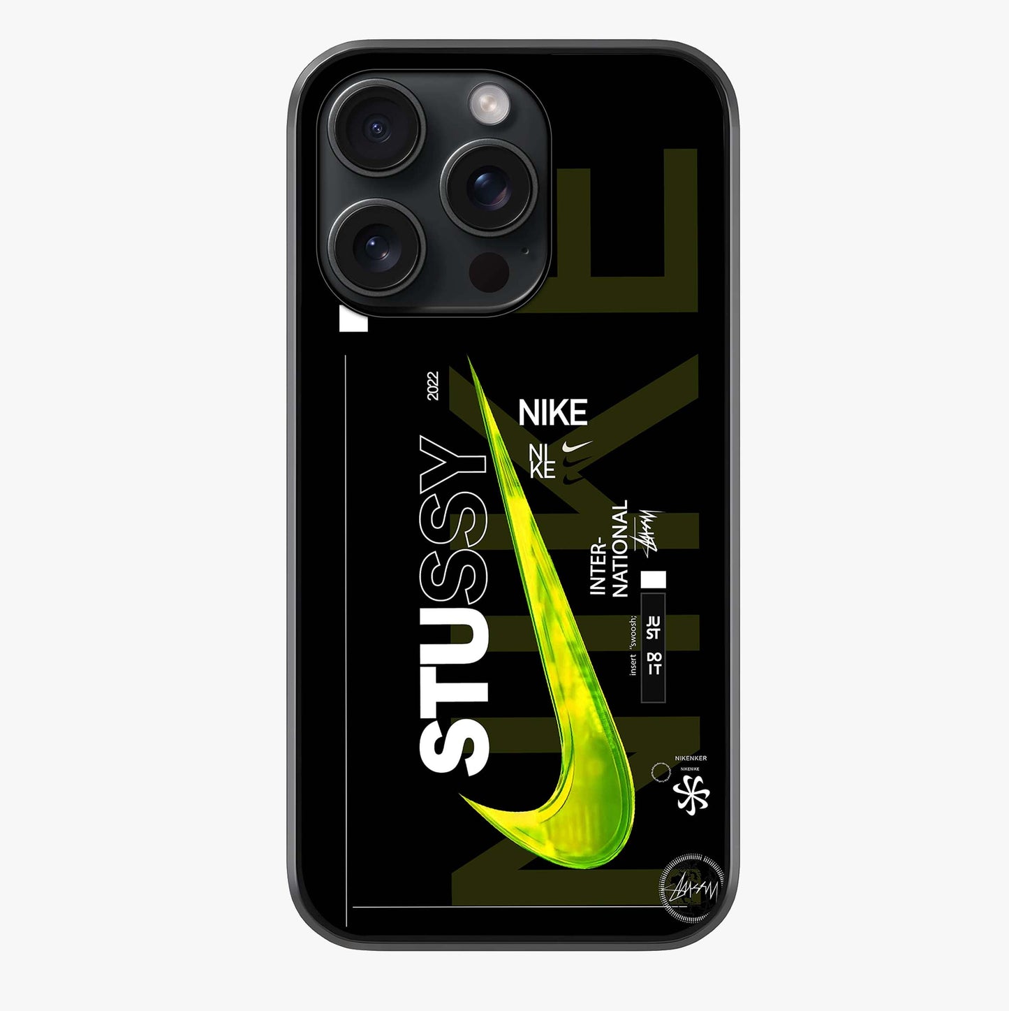 Neon Street Edition Glass Case showing full back design in clean flat view with glossy glass finish.