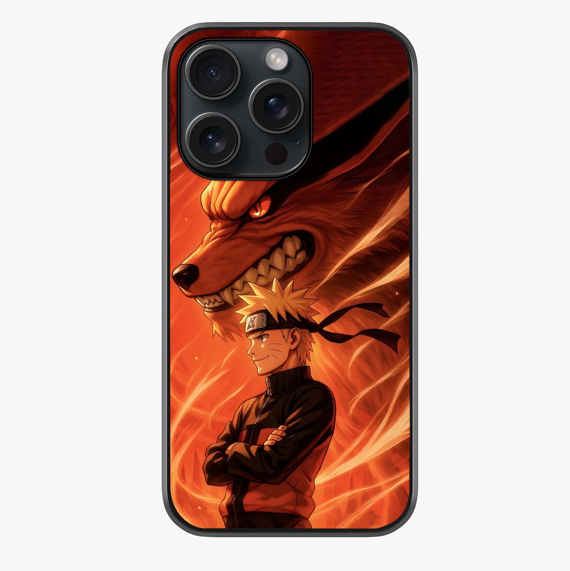 Nine Tails Legacy Glass Case showing full back design in clean flat view with glossy glass finish.