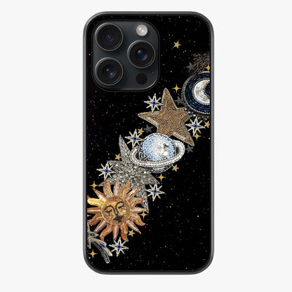Pearls Universe Object Glass Case showing full back design in clean flat view with glossy glass finish.