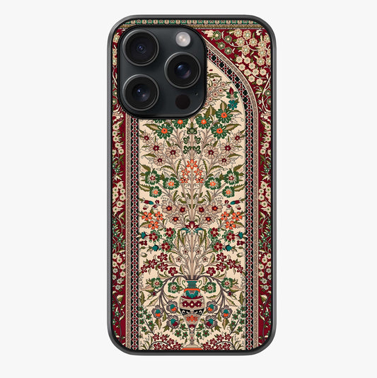 Persian Inspired Glass Case showing full back design in clean flat view with glossy glass finish.