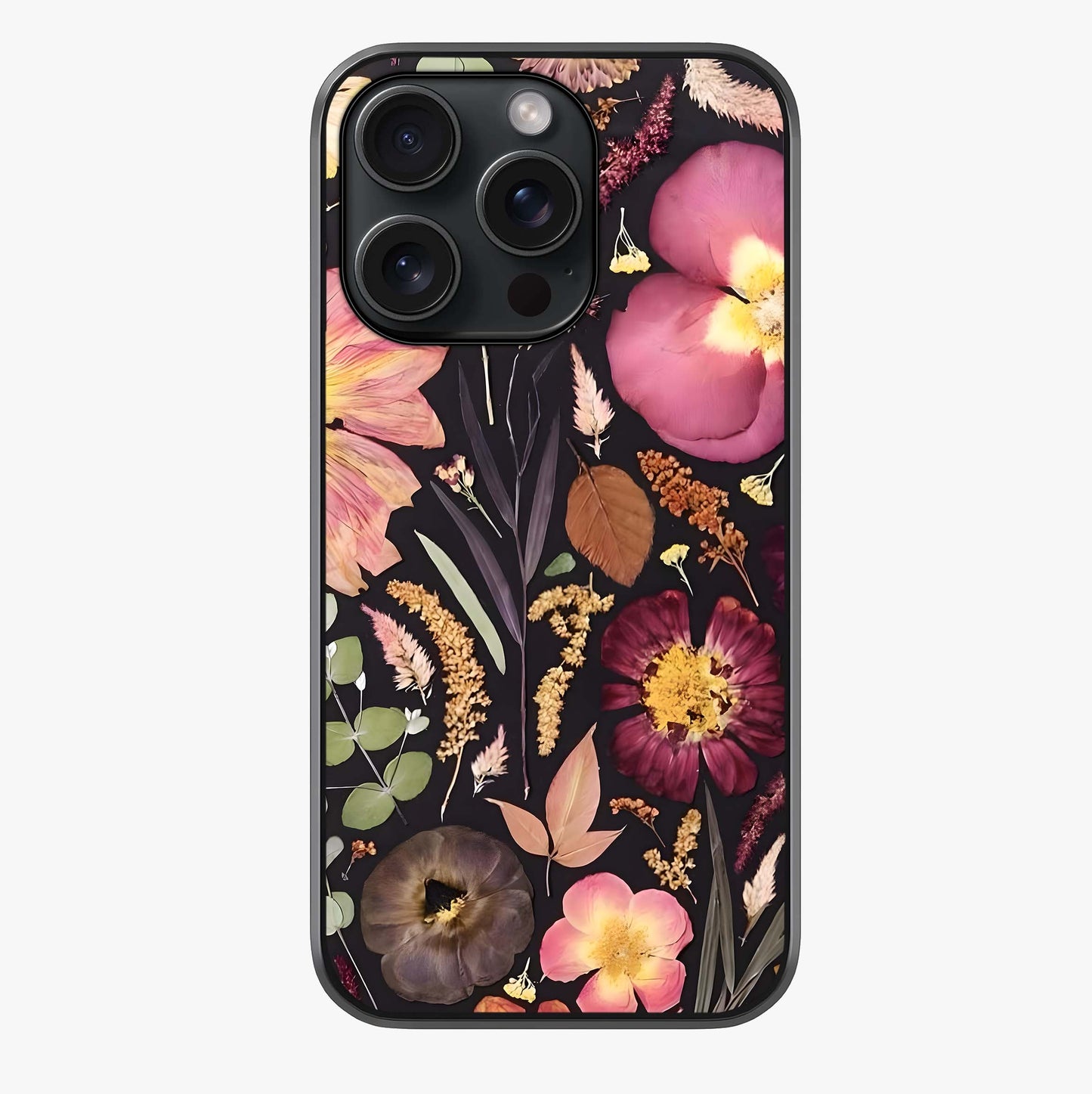 Petal Dream Tapestry Glass Case showing full back design in clean flat view with glossy glass finish.