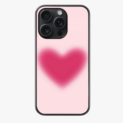 Pink Aura Heart Glass Case showing full back design in clean flat view with glossy glass finish.