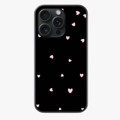 Pink Love Drops Glass Case showing full back design in clean flat view with glossy glass finish.