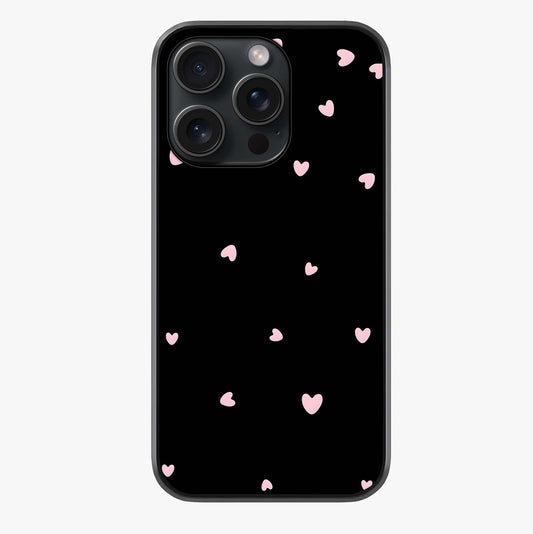 Pink Love Drops Glass Case showing full back design in clean flat view with glossy glass finish.