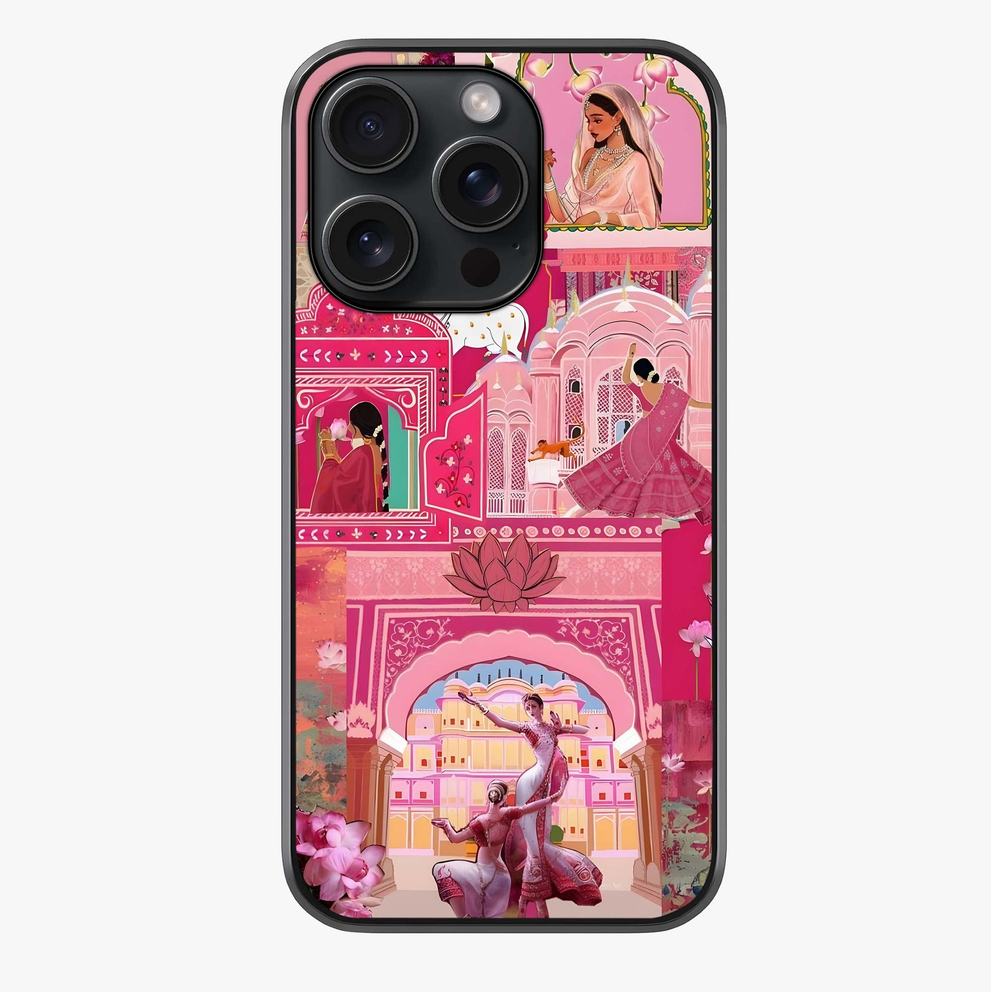 Pink Palace Muse Glass Case showing full back design in clean flat view with glossy glass finish.