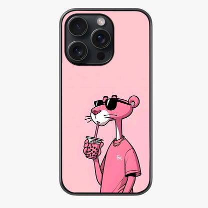 Pink Panther Glass Case showing full back design in clean flat view with glossy glass finish.