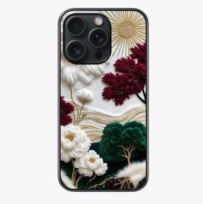 Radiant Bloom Elegance Glass Case showing full back design in clean flat view with glossy glass finish.