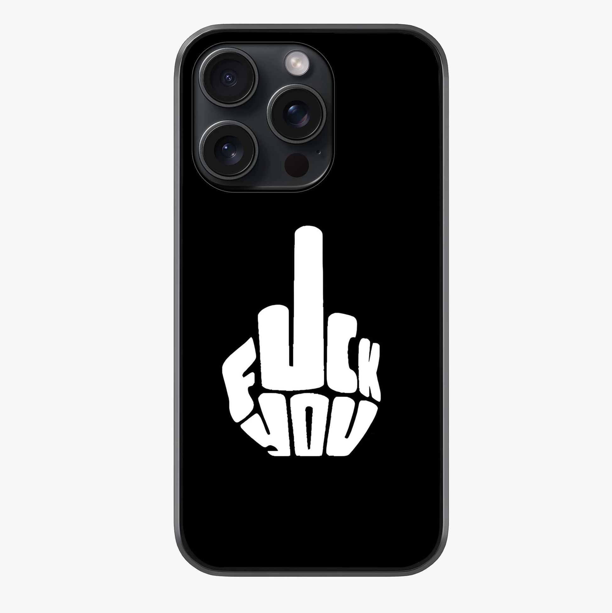 Rebel Mode On Glass Case showing full back design in clean flat view with glossy glass finish.