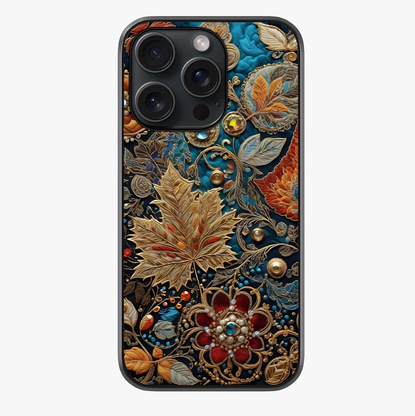 Royal Jewel Garden Glass Case showing full back design in clean flat view with glossy glass finish.