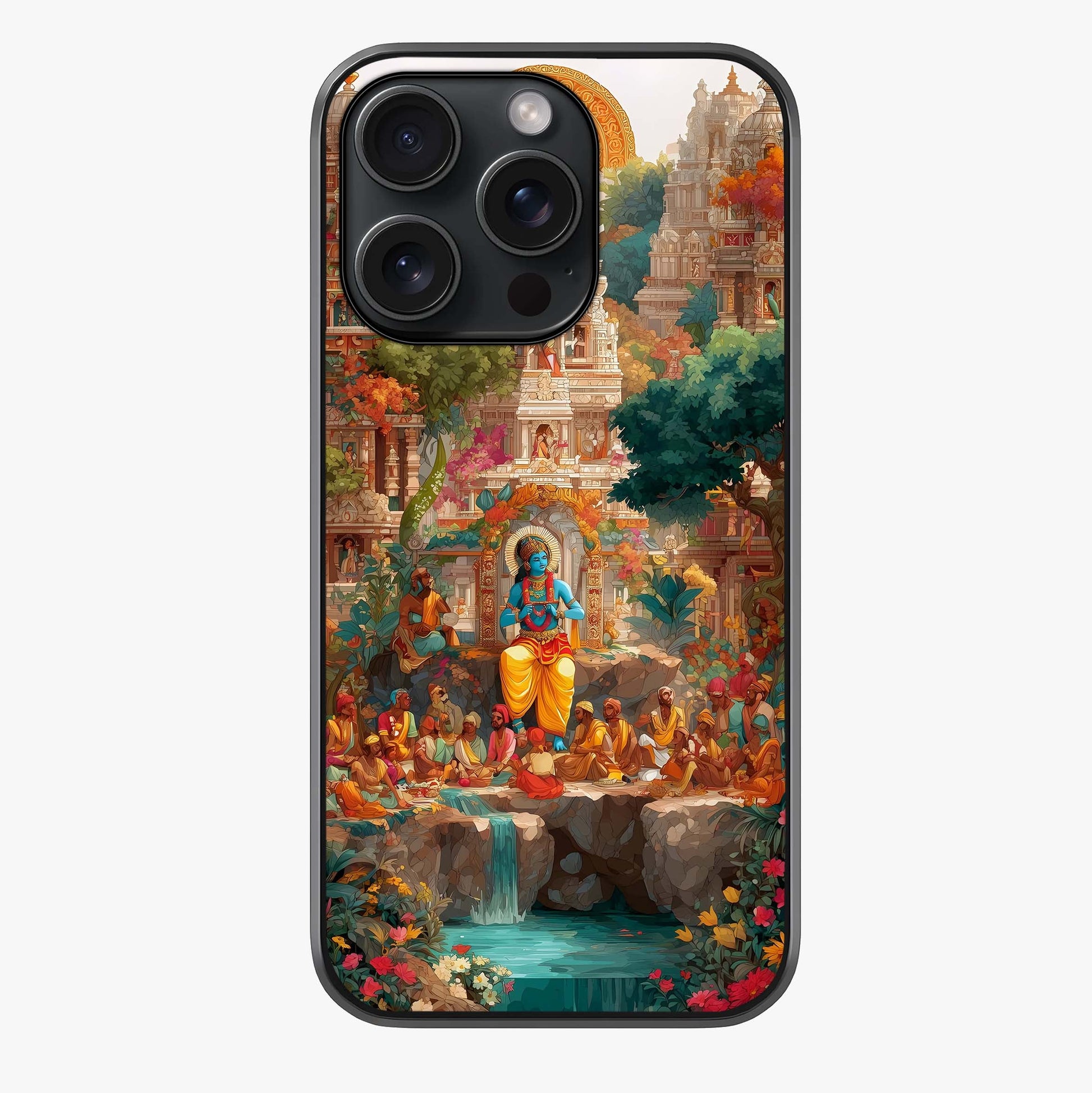 Sacred Sunlight Gods Glass Case showing full back design in clean flat view with glossy glass finish.