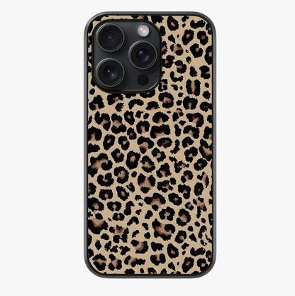 Savage Chic Pattern Glass Case showing full back design in clean flat view with glossy glass finish.