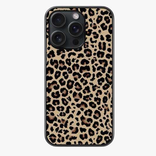 Savage Chic Pattern Glass Case showing full back design in clean flat view with glossy glass finish.