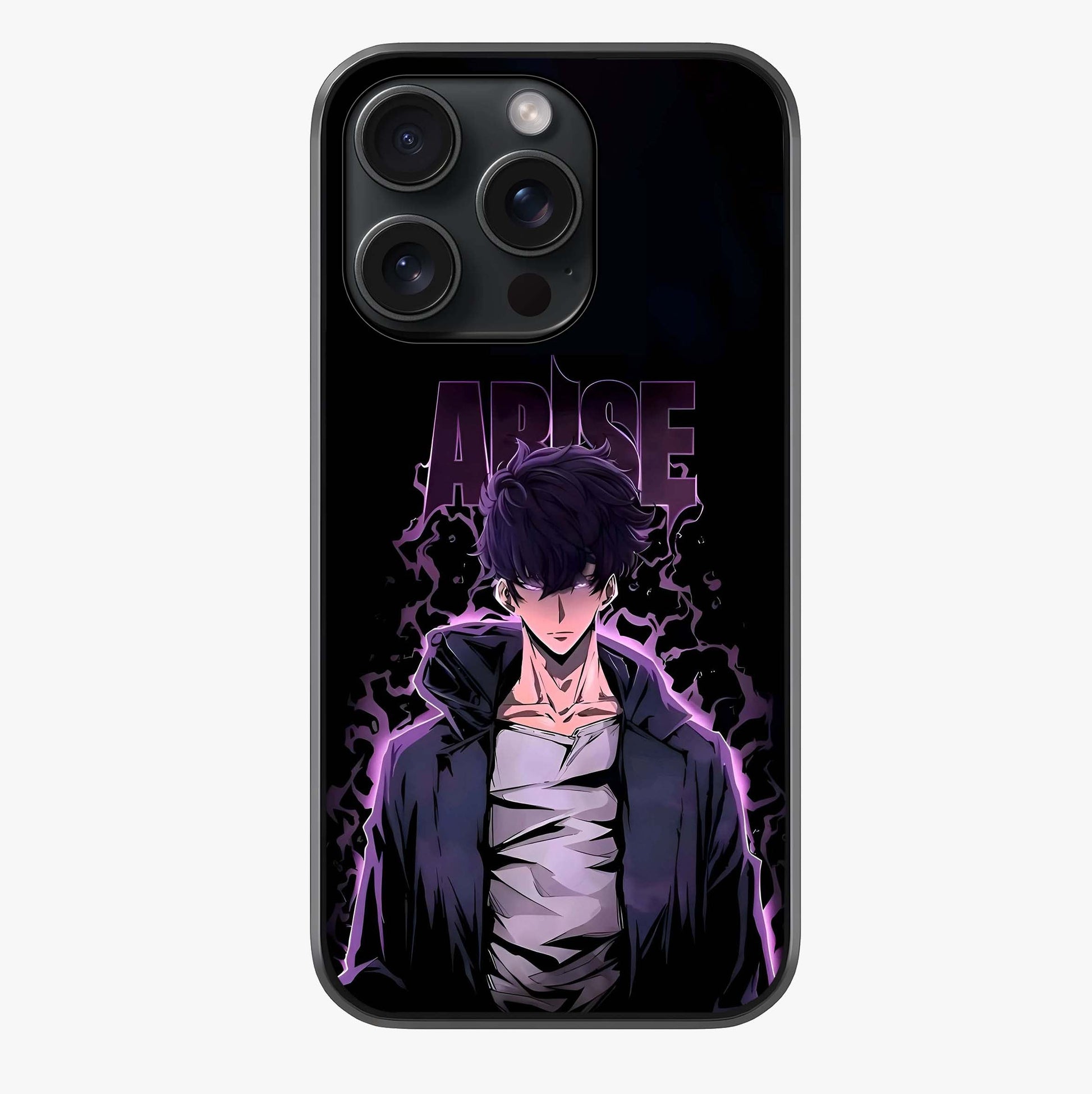 Shadow Monarch Awakening Glass Case showing full back design in clean flat view with glossy glass finish.