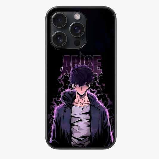 Shadow Monarch Awakening Glass Case showing full back design in clean flat view with glossy glass finish.