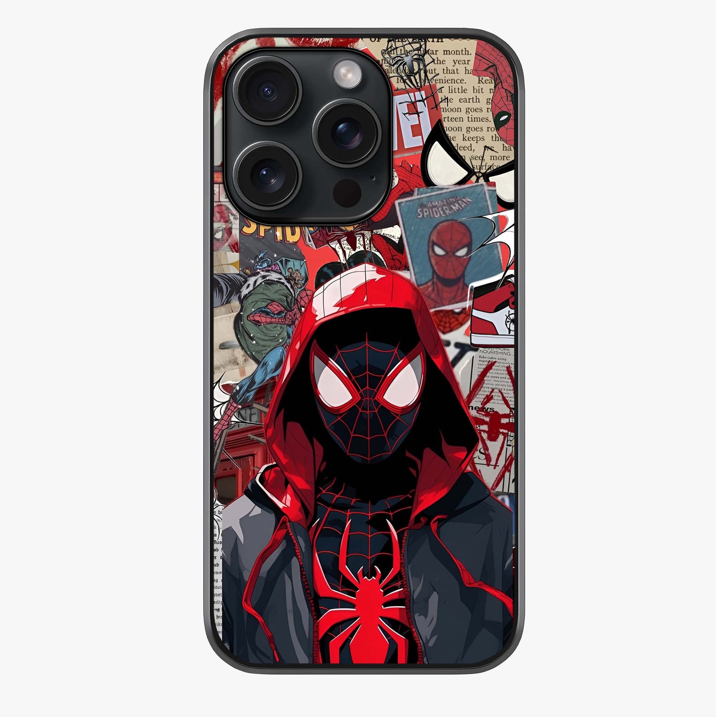 Spider Collage Street Glass Case showing full back design in clean flat view with glossy glass finish.